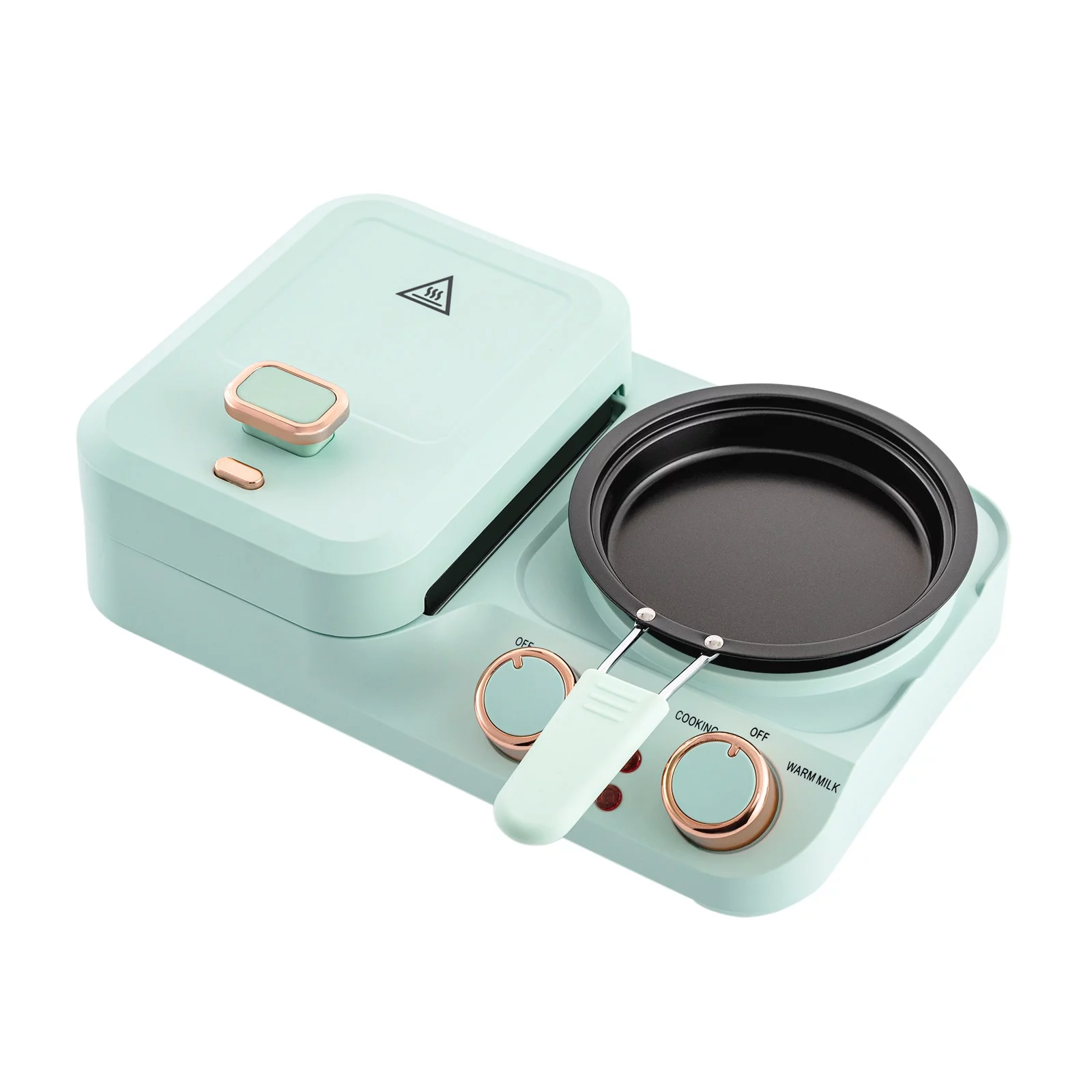 Wuzstar 3 in 1 Breakfast Station, Multi-functional Breakfast Maker Machine with Frying Pan, Non-stick Coating Plate, Stockpot