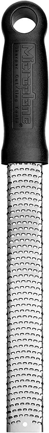 Microplane Classic Zester Grater, Stainless Steel,  Citrus Zester and Cheese Grater - Premium Non-Slip Grip Handle,  Black