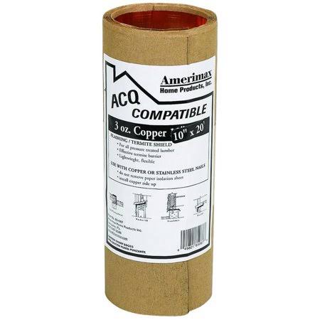 Amerimax 85067 Copper Wood Frame Termite Shield Flashing 10 inch by 20 Foot (Case of 4)
