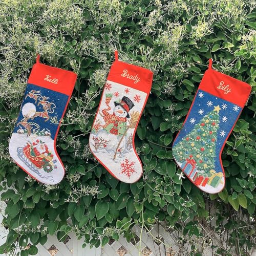 Lillian Vernon Santa Personalized Heirloom Christmas Needlepoint Stocking Stocking, 100% Wool, 9.5