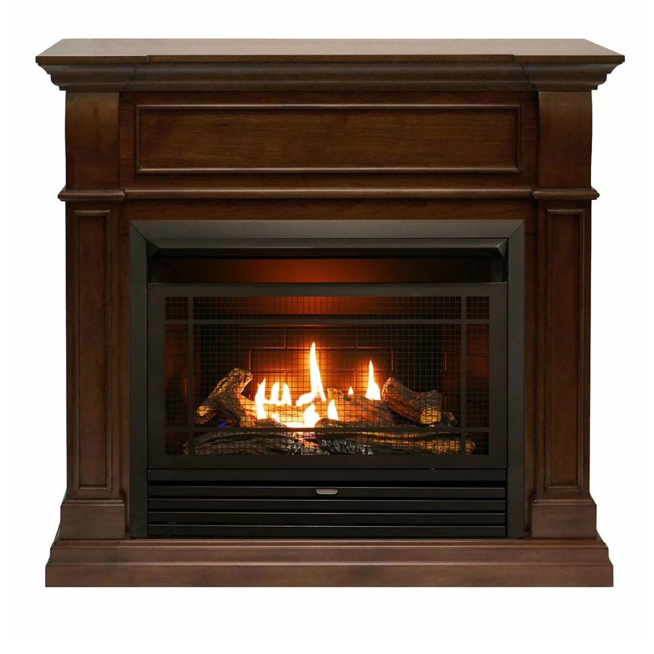 Duluth Forge Dual Fuel Ventless Gas Fireplace - 26,000 BTU, Remote Control, Walnut Finish