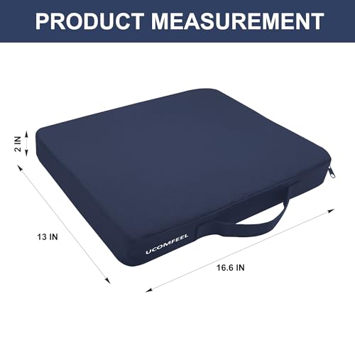 Portable Stadium Seat Cushions with Handle, 2 Inches Thick, Waterproof Oxford Fabric, Zipper Design, Set of 2 (Black)