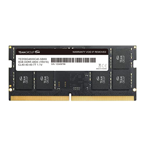 TEAMGROUP Elite SODIMM DDR5 16GB 4800MHz (PC5-38400) CL40 Non-ECC Unbuffered 1.1V 262 Pin Laptop Memory Module Ram - TED516G4800C40D-S01