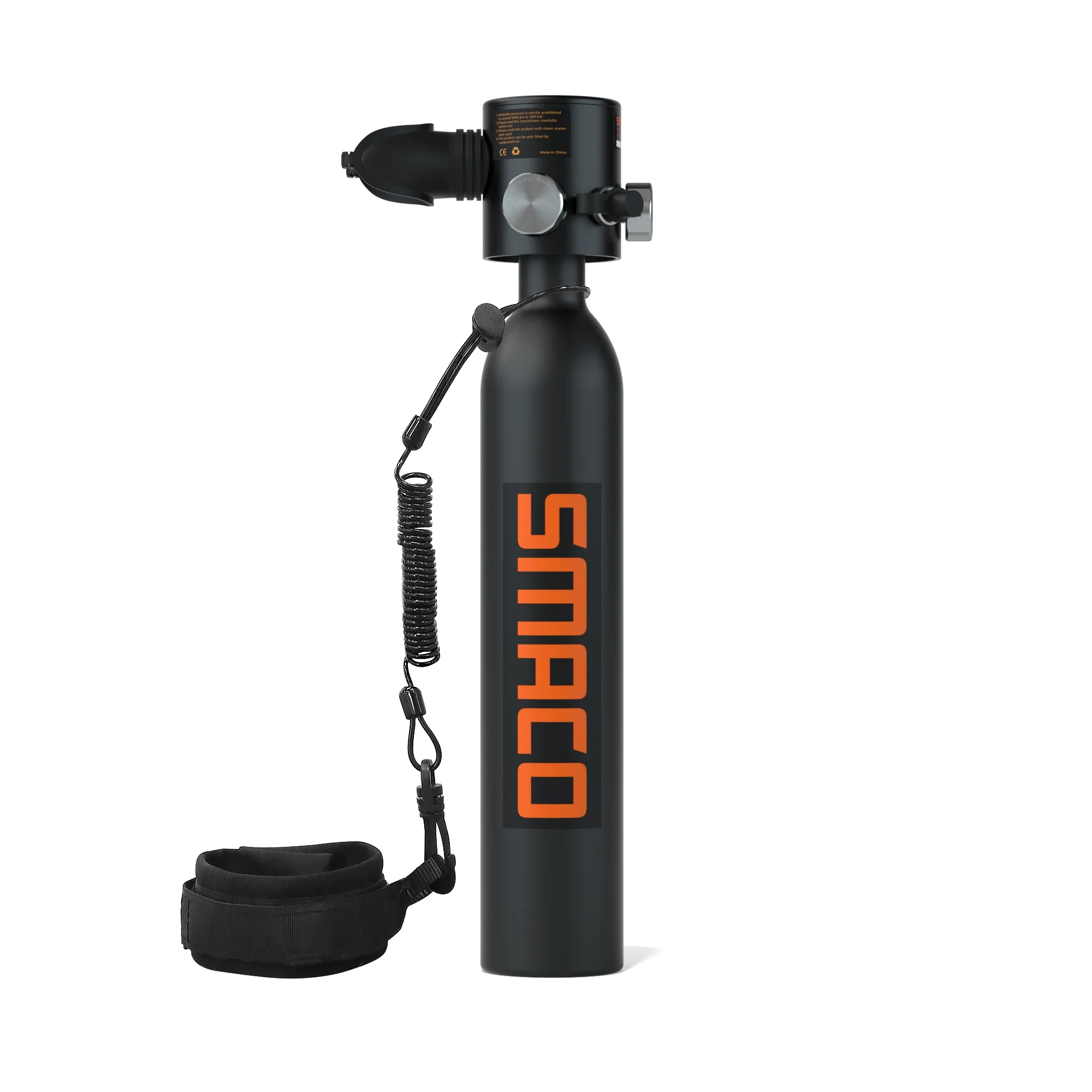 SMACO S300PLUS Mini Scuba tank 0.5L Oxygen Tank Support About 10 Minutes Underwater Breathing Portable Diving Tank Kit,Black
