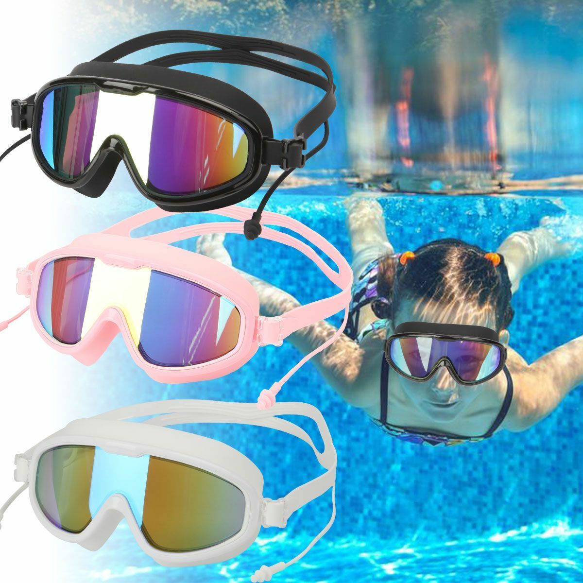 Swimming Goggles Anti-Fog Swim Glasses UV Protection Diving Snorkeling For Adult