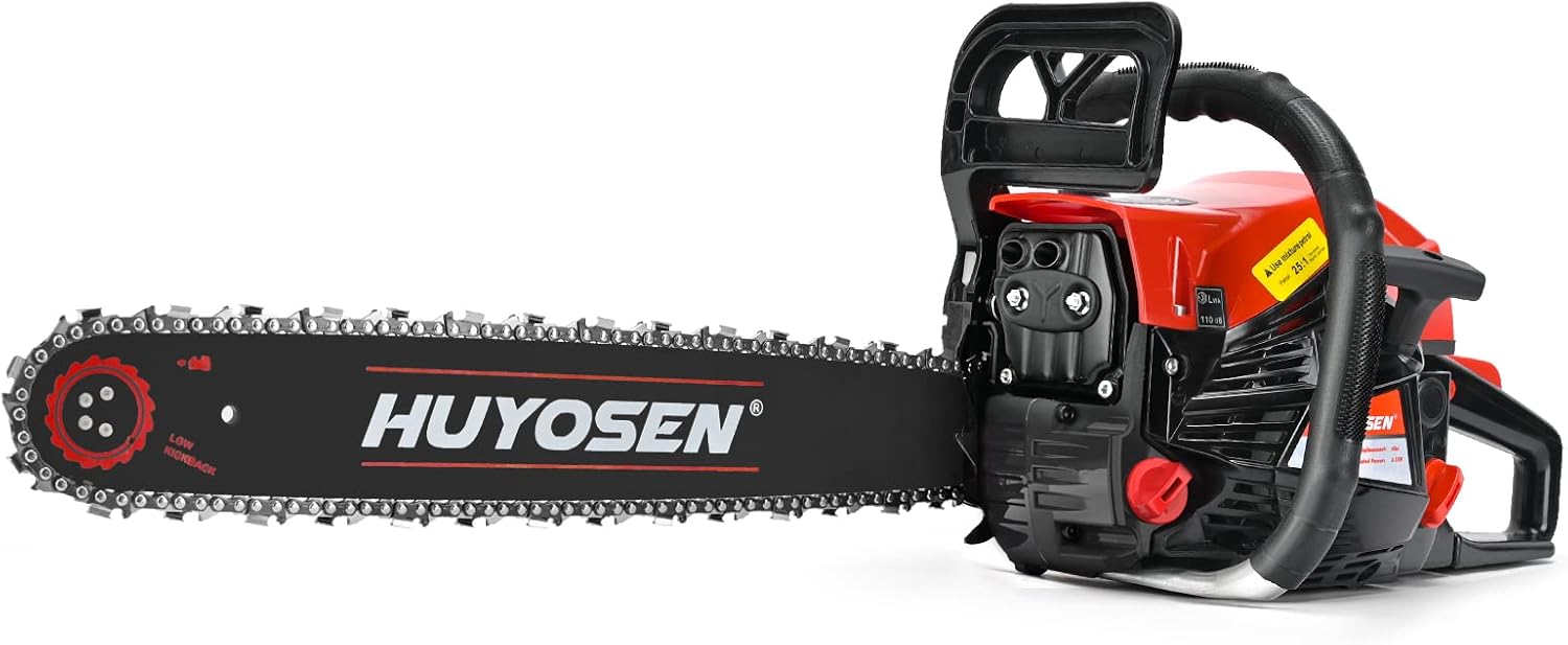 HUYOSEN Gas Chainsaw, 62CC 2-Cycle Gasoline Powered Chainsaws, 20-Inch Chainsaw, Handheld Cordless Petrol Power Chain Saws for Forest Cutting Trees, Wood, Garden and Farm(HN-C6220K)