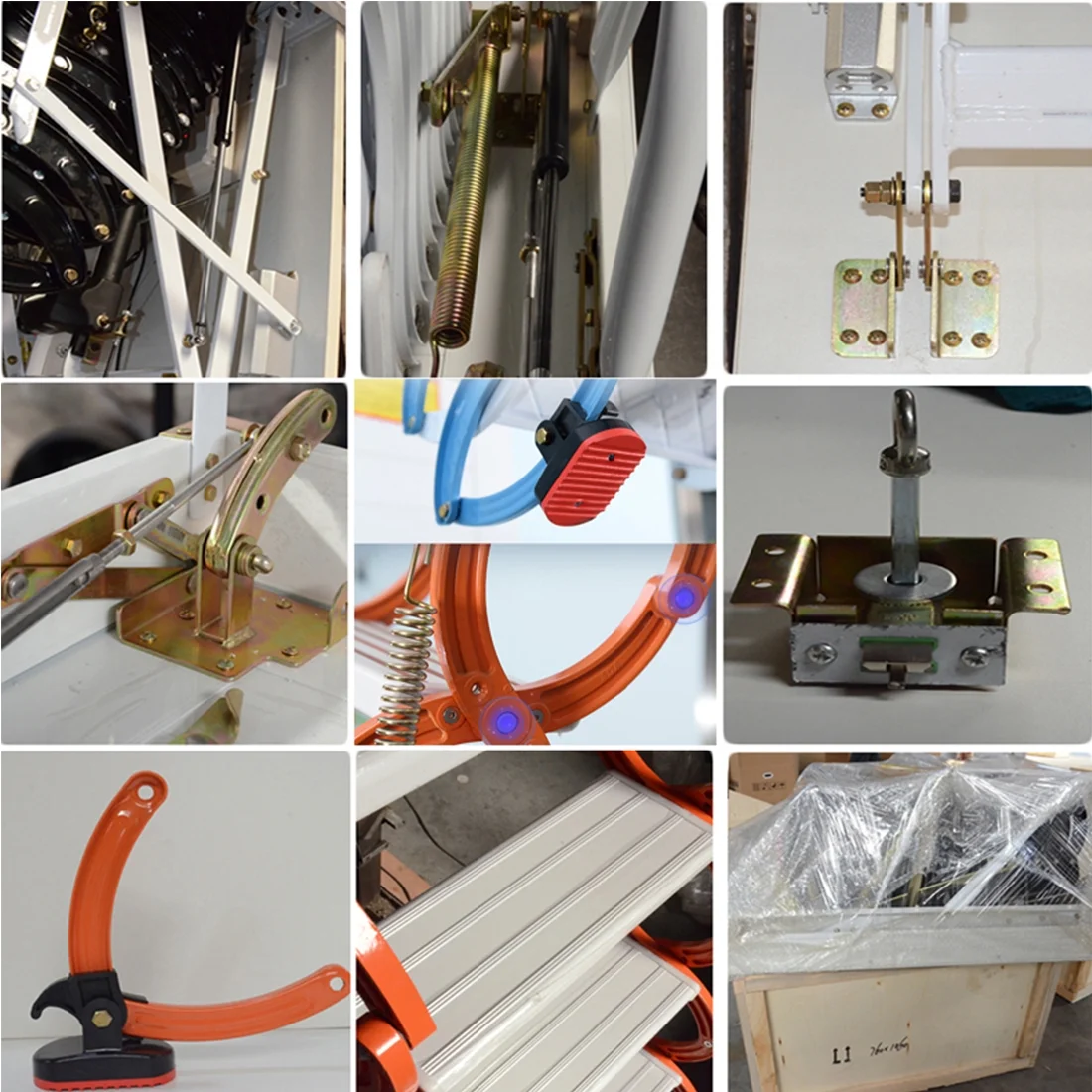 INTBUYING Attic Ceiling Ladder Stairs 10.5ft/13Steps Carbon Steel White 31.5*35.4in