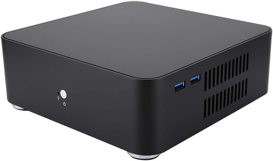 Mini ITX Computer Case， Aluminum Alloy HTPC Case， Mini PC Computer Case， for The ITX Motherboard(Black, USB3.0)