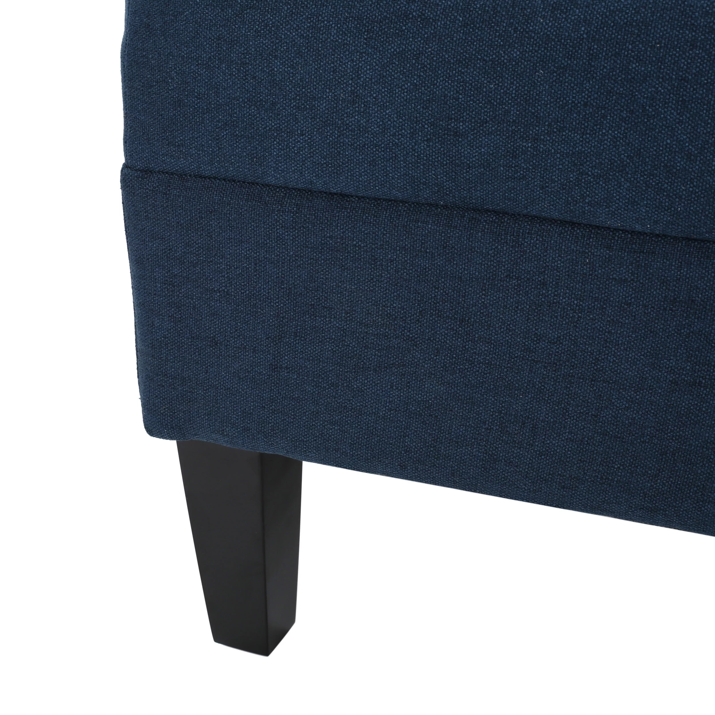 Noble House Rectangular Fabric Ottoman, Dark Blue