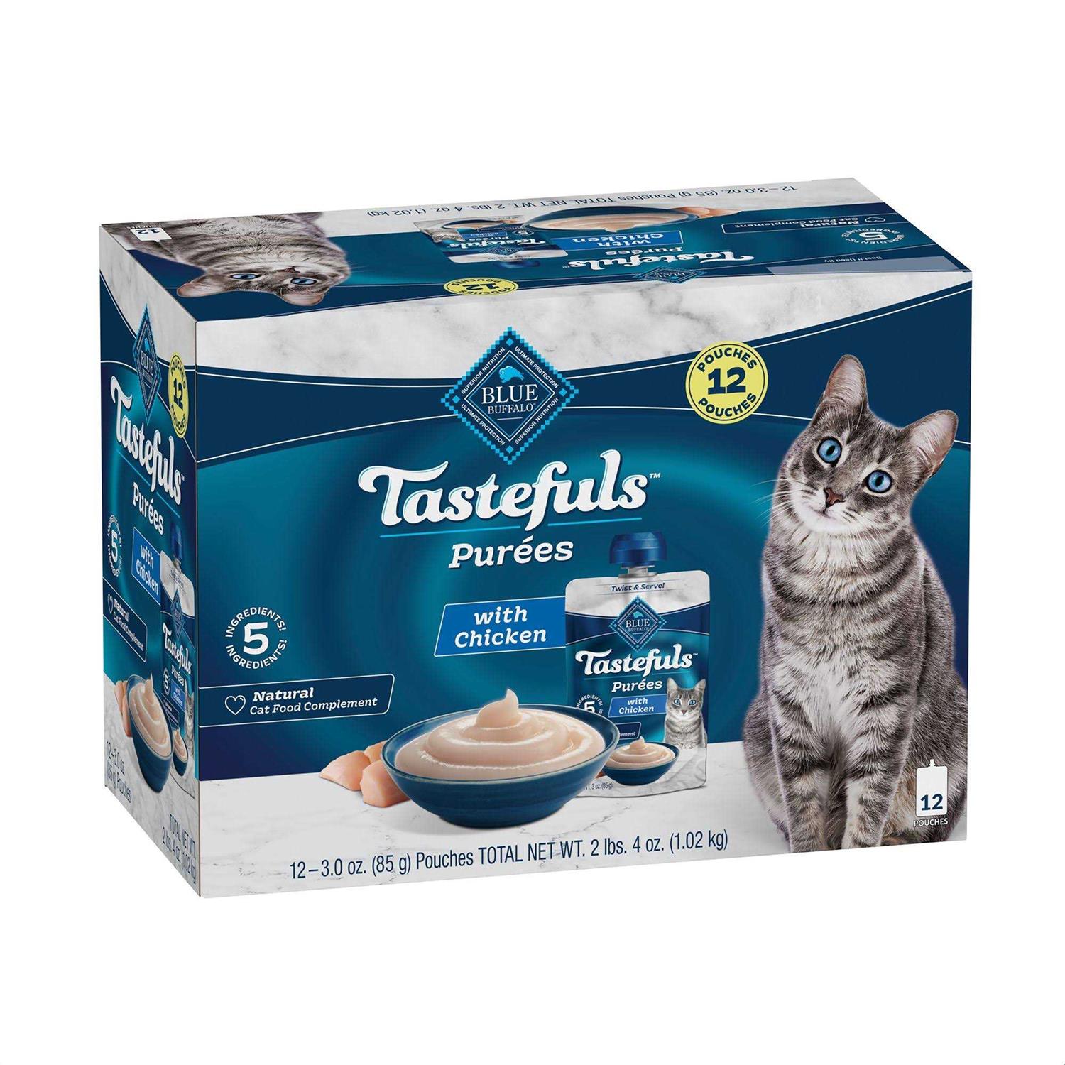Blue Buffalo Tastefuls Purees Adult Cat Food Topper 12 CT - Pet Supplies online store