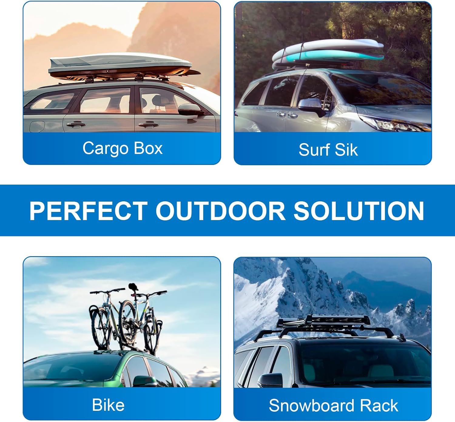 220lbs Roof Rack Cross Bars Compatible with Toyota Tacoma 2005-2023 Double Cab (without Side Rails), Heavy Duty Lockable Rooftop Aluminum Black Crossbar Bike Kayak Car Snowboard Carrier Luggage