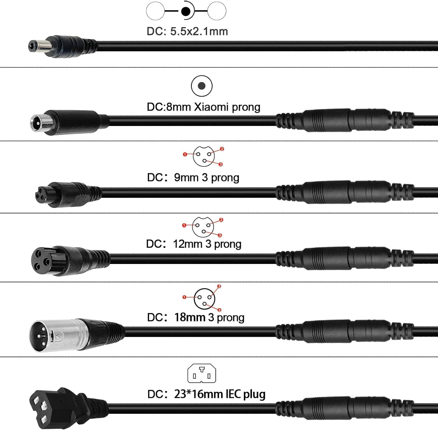 (6 Plugs) 54.6V 2A Fast Charger Universal for 48V Lithium Battery, Electric Bike/Scooter Rad Power/Lectric XP/Sondors/Pedego/Jasion/ eb7 Ebike/Evercross H5/ Vsett 8, 8+ etc. Charger
