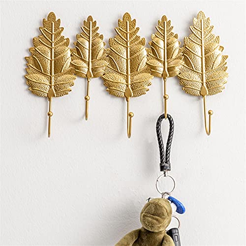 Home Furnishing Coat Rack Nordic Hook Purse Hook Creative Golden Leaf Shape Coat Rack Wall Coat Key Hanger Does Not Punch Home Wall Hanging Decoration Coat Rack Hat Hanger (Color : B)