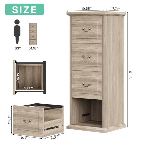 Tribesigns 4-Drawer File Cabinet Filing Cabinet, Vertical File Cabinet Home Office Wood Filing Cabinet for A4 /Letter Size Narrow Tall File Cabinet for Home Office, Walnut