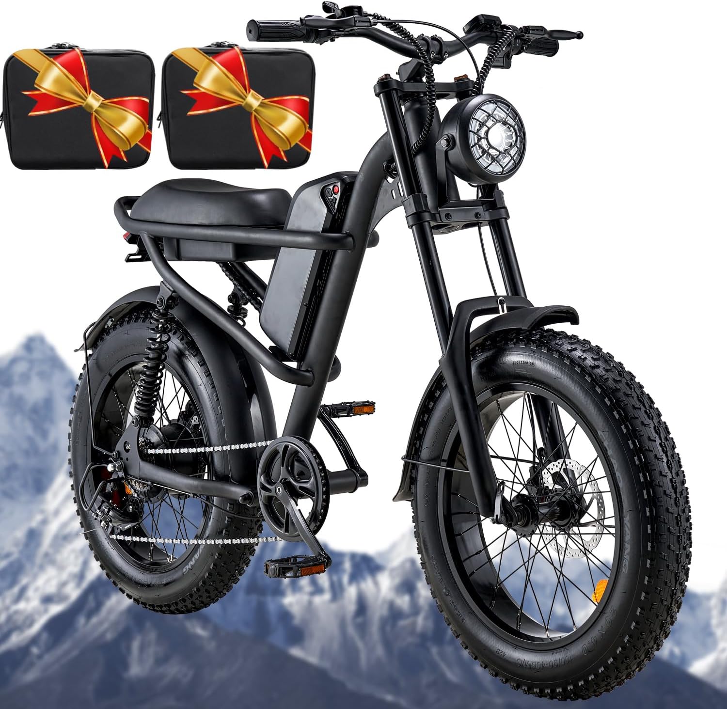 Riding'times Retro Ebike for Adults, 1500W Electric Bike Up to 28MPH & 75Miles, 20 Inch Fat Tire & 6 Layer Full Suspension, 15.6AH Removable Battery, Electric Mountain Bicycle