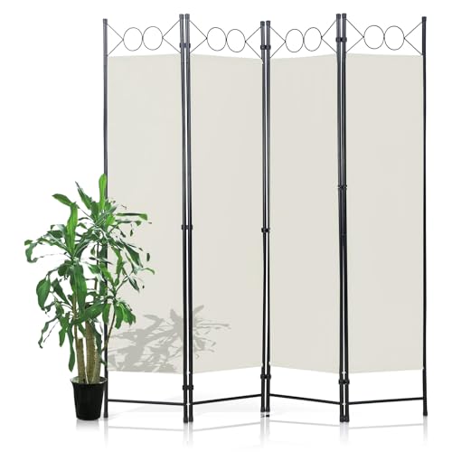 Room Divider 4 Panels 6FT Room Divider Wall Folding Privacy Screens with Steel Frame Freestanding Partition for Home Office Bedroom, Blue