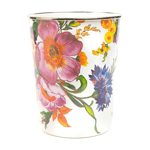 MACKENZIE-CHILDS Waste Bin, Decorative Bedroom Trash Can or Bathroom Trash Can, Blue-and-White Royal Check