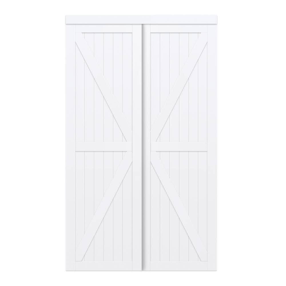 TRUporte 48 in. x 80 in. White Trident MDF Wood Sliding Closet Door