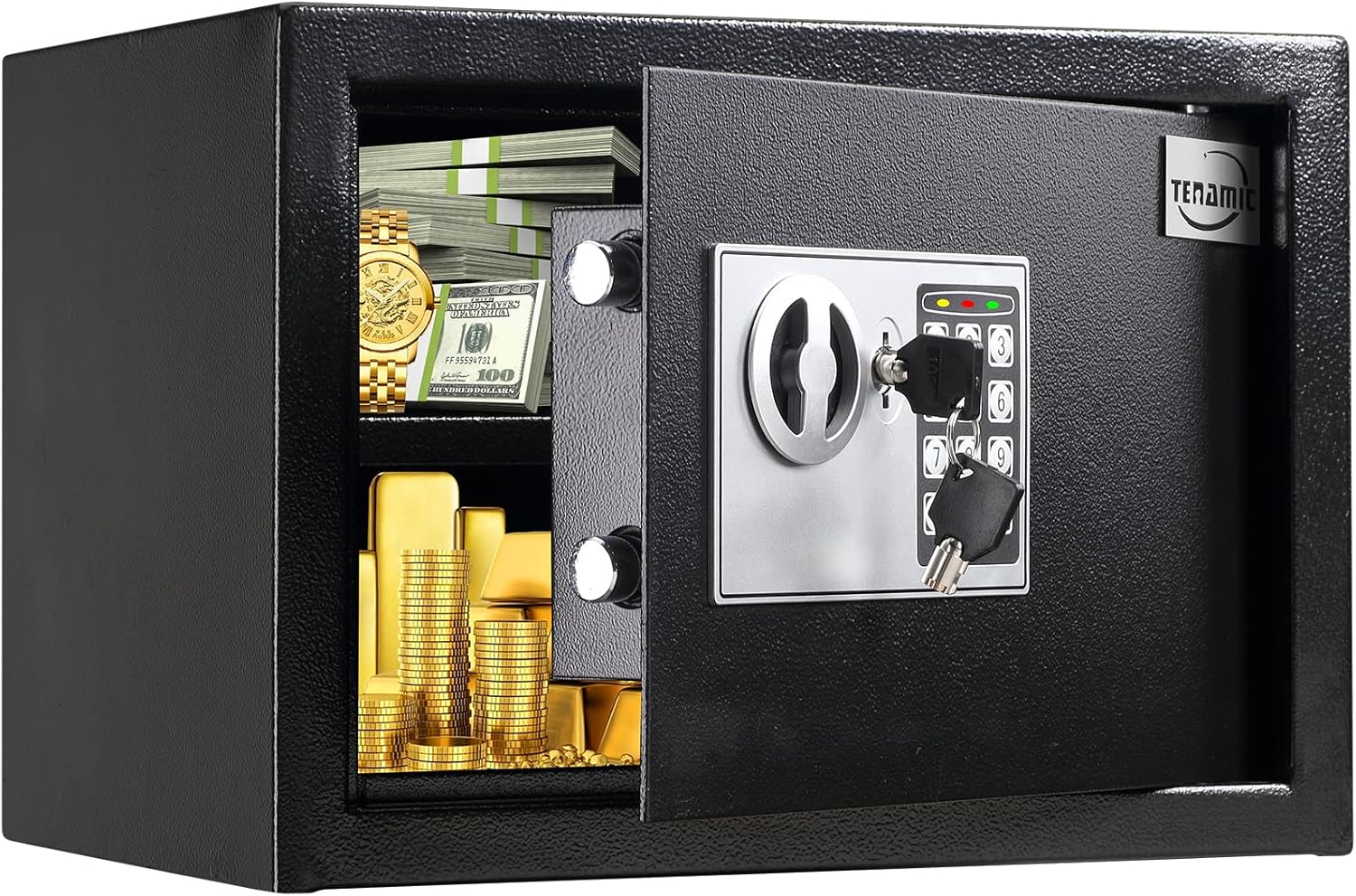 TENAMIC Safe Box 0.23 Cubic Feet Electronic Digital Security Box, Keypad Lock Box Cabinet Safes, Solid Alloy Steel Office Hotel Home Safe, Pink Pack of 2