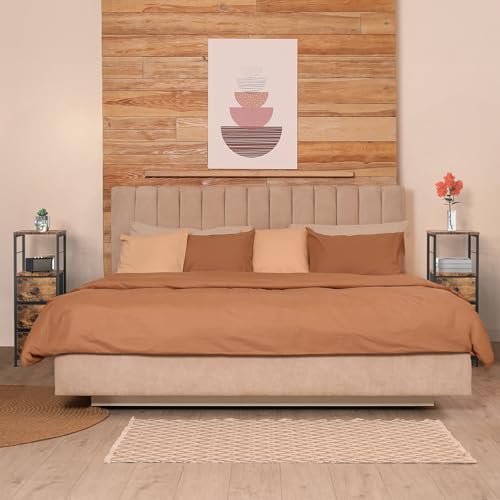 YBING Narrow Side Table for Small Spaces, Slim Dresser with Open Shelves, Slim Bedside Table for Bedroom, Small Storage Cabinet with 3 Fabric Drawers, Black