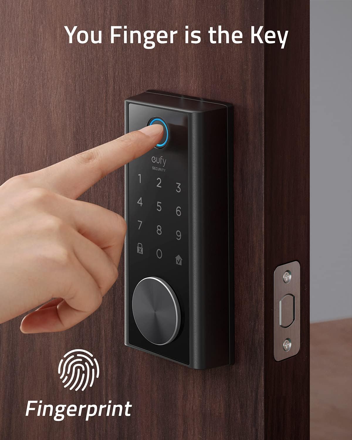 eufy Security Smart Lock Touch & Wi-Fi, Fingerprint Scanner, Keyless Entry Door Lock, Smart Wi-Fi Lock, Bluetooth Electronic Deadbolt, Touchscreen Keypad, BHMA Certified, IP65 Weatherproofing