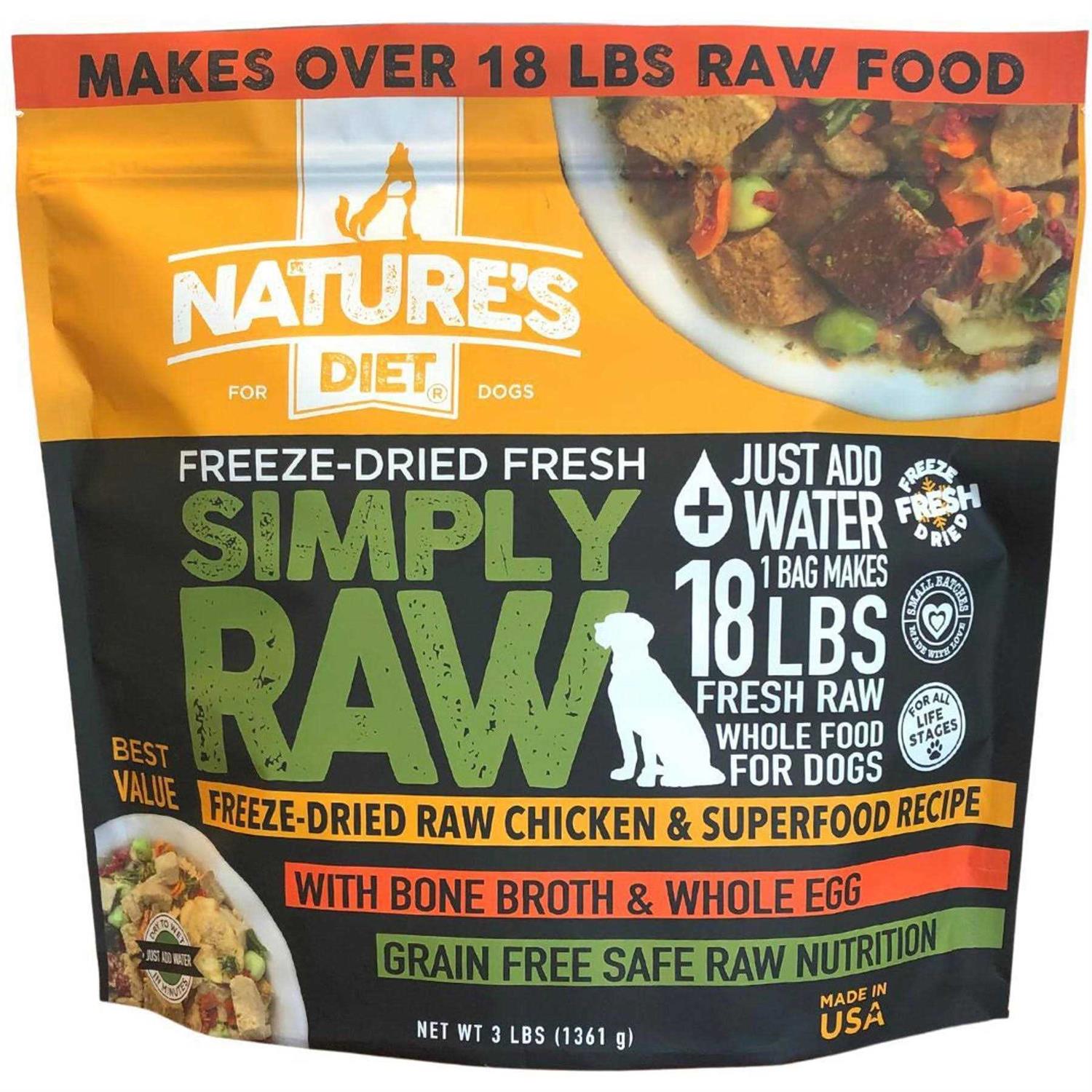 Nature's Diet Simply Raw Freeze-Dried Raw Whole Food Meal Makes 18 Lbs Fresh Raw Food with Muscle - Pet Supplies online store