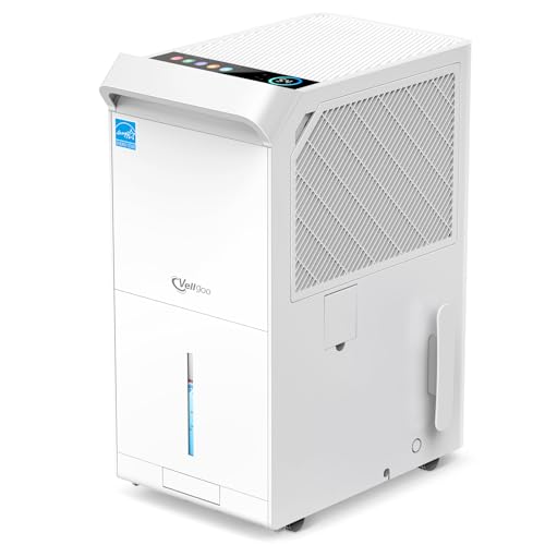 4,500 Sq.Ft Most Efficient Energy Star 2024 Dehumidifier,Vellgoo 52 Pint/Day Dehumidifier for Basement with Drain Hose, Smart Humidity Control, for Home, Bedroom, Bathroom, Garage