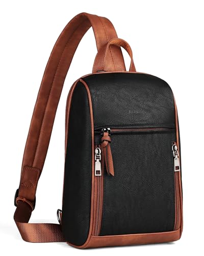 FADEON Sling Bag for Women Crossbody Purse Sling Bags, Designer Sling Purses Fashion Travel Chest Bag Black