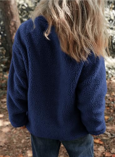 Dokotoo Womens Winter Trendy Full Zipper Fleece Jackets Long Sleeve Relaxed Warm Teddy Coats with Pockets