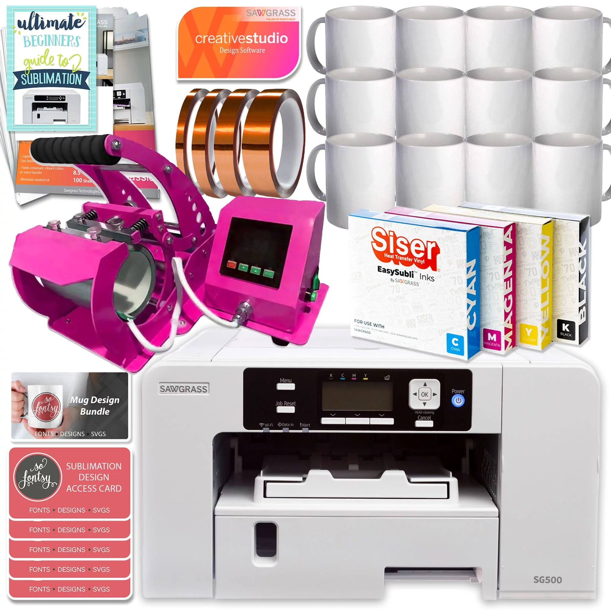 Sawgrass SG500 Sublimation Printer with Mug Press Bundle - Curated Treasures Market