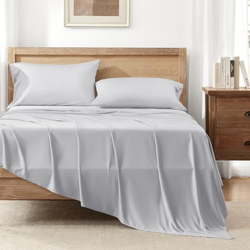 Andency Queen Sheets Set, 100% Viscose Derived from Bamboo, Cooling Summer Bed Sheets Queen Size, Deep Pocket Up to 16