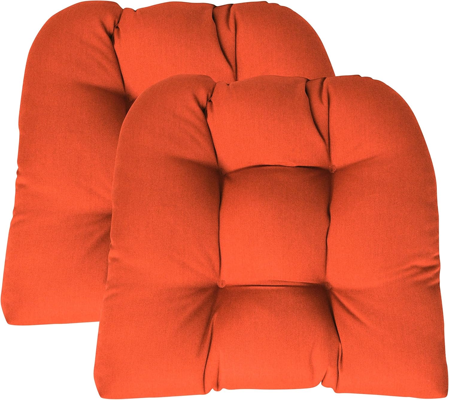 RSH DECOR: Tufted Wicker U-Shape Cushions Set of 2 | 19” x 19” | Sunbrella Performance Fabric | Water and Fade-Resistant | Outdoor Seat Cushions for Patio Furniture | Canvas Melon