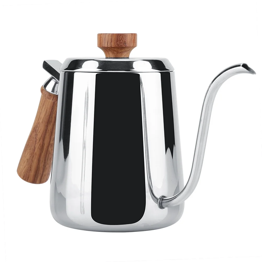 Drip Coffee Pot, Stainless Steel Coffee Pot with Long Gooseneck Spout Kettle (350ml) Modern Water Pot with Ventilation Holes on Lid