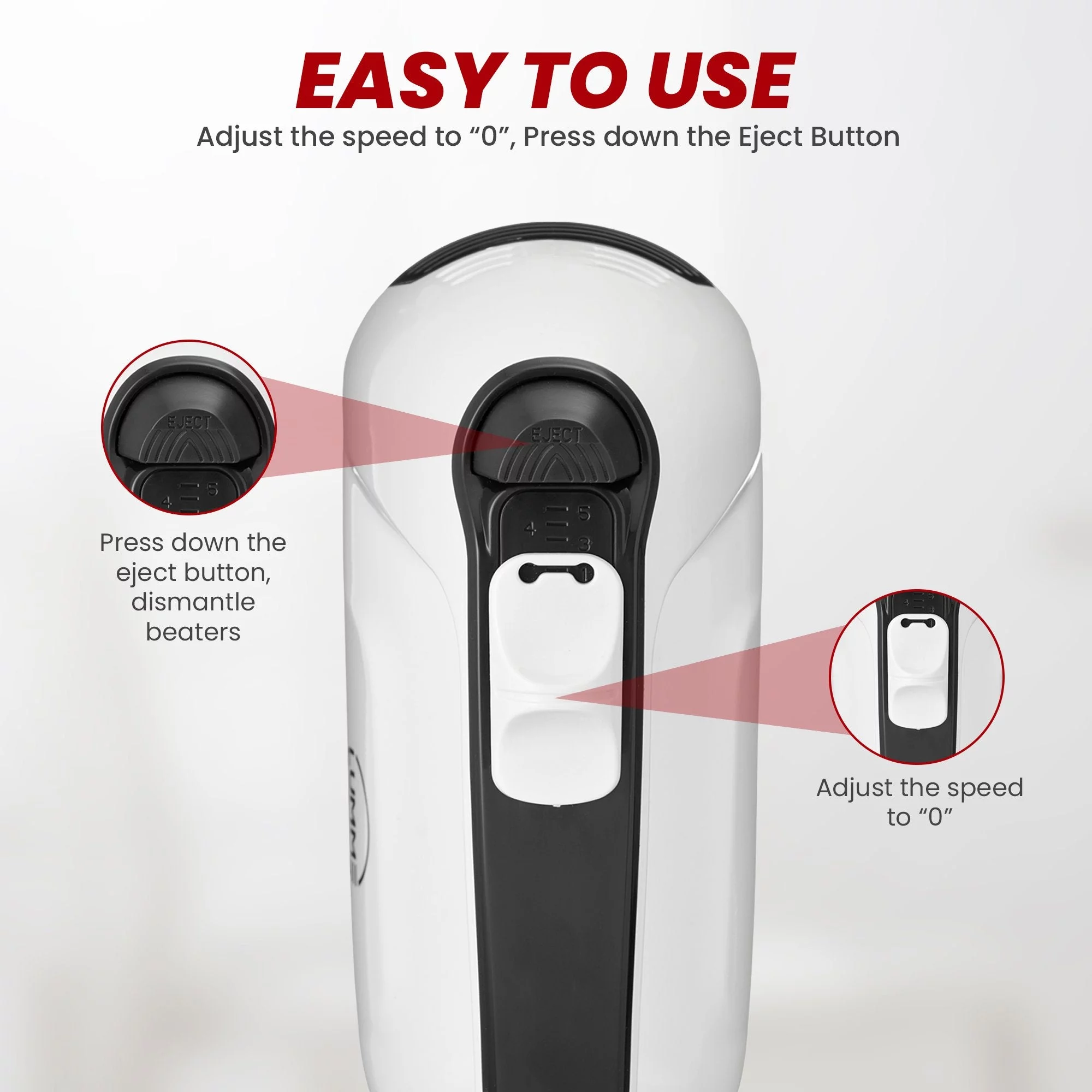 Lumme Hand Mixer 250W Power Advantage Electric Handheld Mixers with 5 Speeds and Eject button, 2 Beaters, 2 Dough Hooks, Storage Case included Hand mixer (Grey)