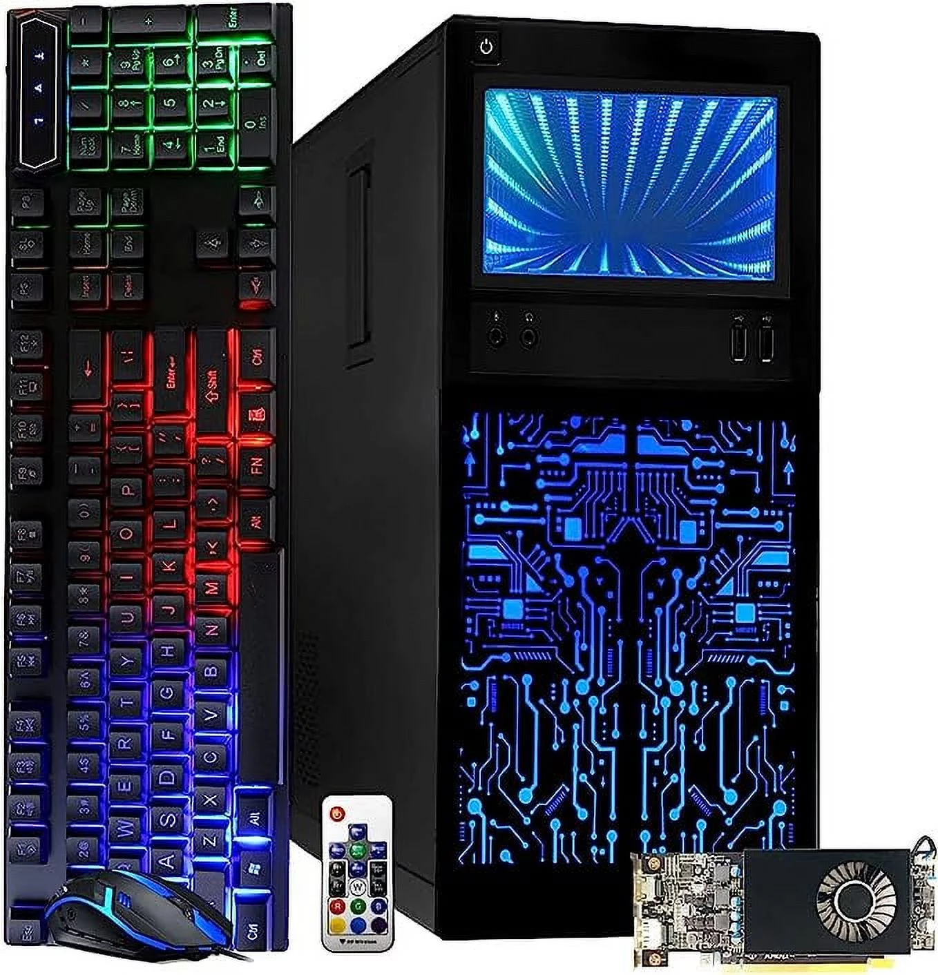 Restored Gaming PC Desktop Intel core i7, TechMagnet Horizon+ with GT-730 4GB DDR5, 16GB RAM, 256GB SSD, HDMI, DVI, VGA, RGB Keyboard, Mouse, Wi-Fi, Win 10 Pro (Refurbished)