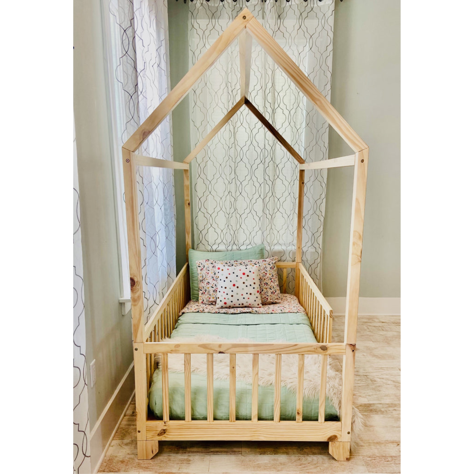 Convertible Floor Bed Frame with Rails