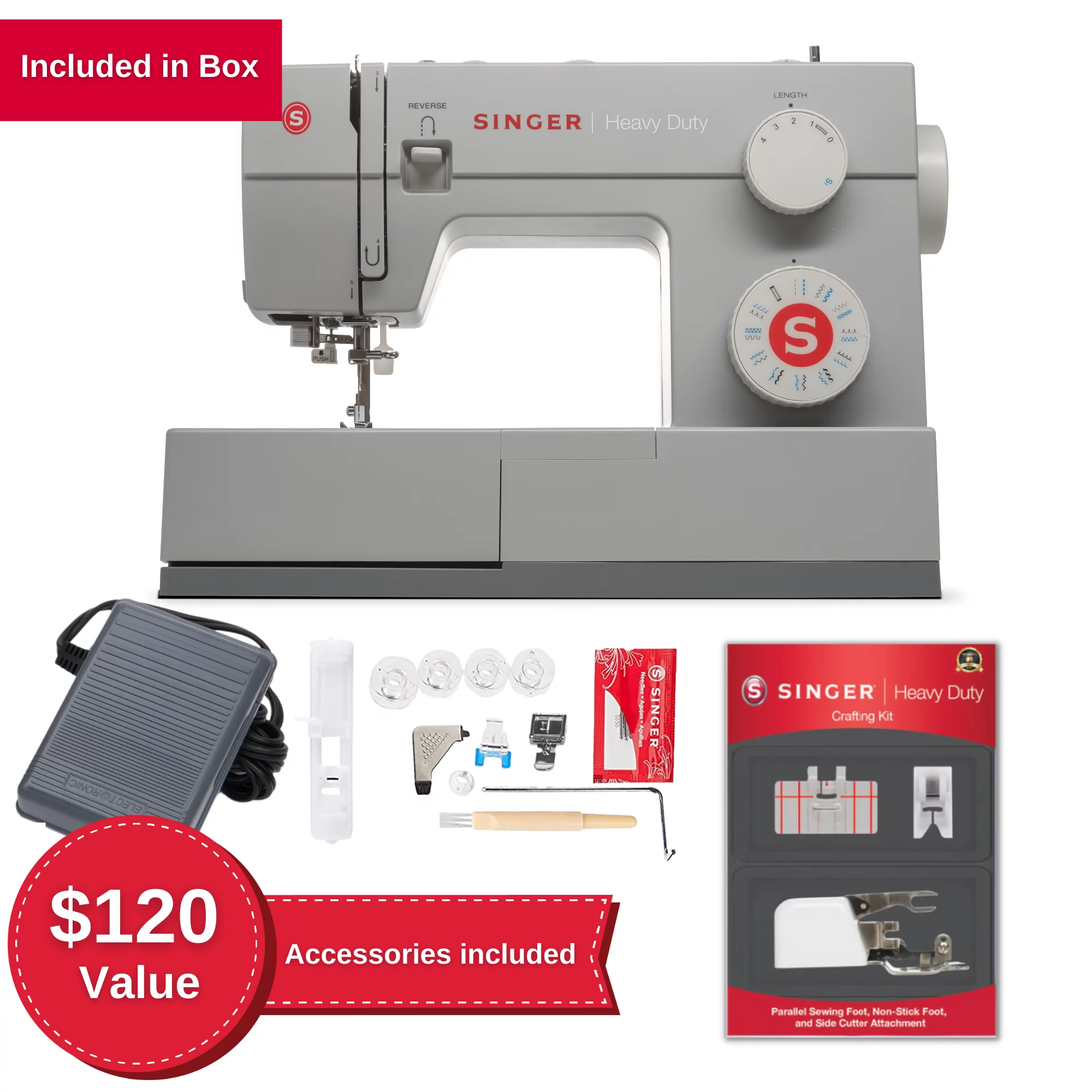 SINGER® Heavy Duty Value Bundle - 44S Sewing Machine with Presser Foot Kit