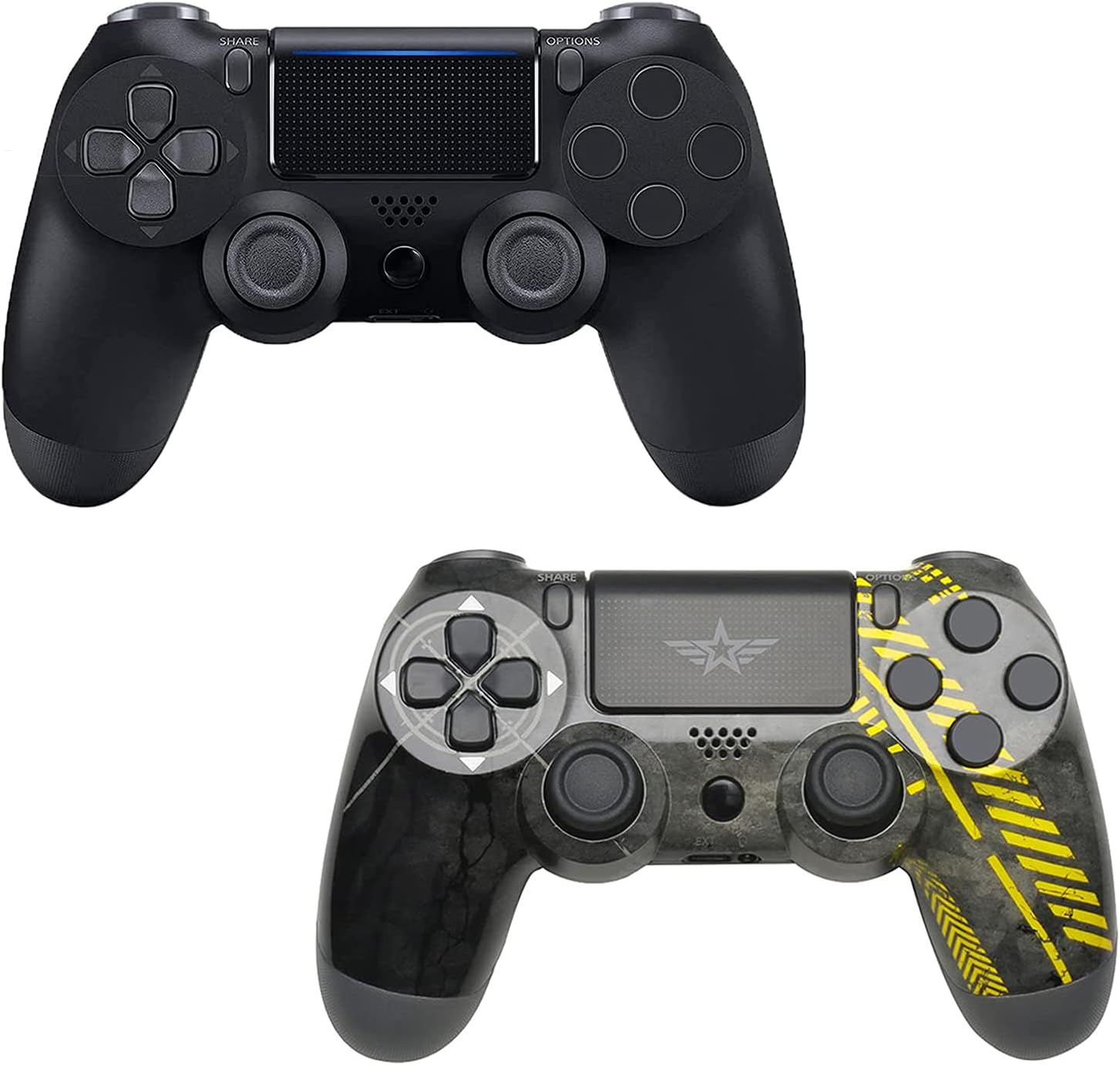 2 Pack Wireless Controller Compatible with PS4, Bluetooth Remote with 6-Axis Gyro Sensor and Audio Function Gamepad Compatible with Playstation 4/ PS4 Slim, PS4 Pro Pack of 2