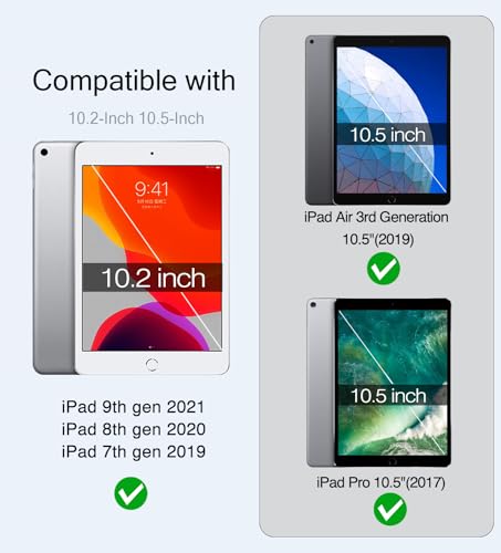 Case for iPad 10.2 Inch 9th/8th/7th Generation, iPad 10.5 Inch Air/Pro 3rd with Pencil Holder, Auto Wake/Sleep, Protective Folio Stand Cover for Apple iPad 9/8/7 Gen, iPad 10.5