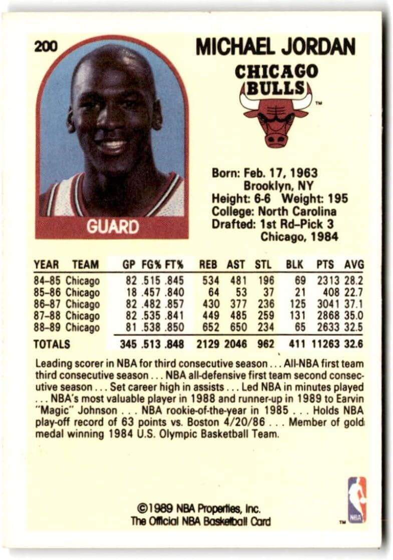 1989-90 Hoops #200 MICHAEL JORDAN Chicago Bulls Basketball Trading Card