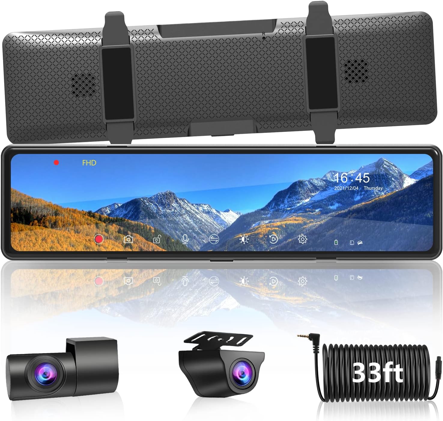 【Newest Detached】 Mirror Dash Cam with Detached Front Camera 11 Rear View Mirror Camera Front and Rear FHD 1080P Waterproof Backup Camera Full Touch Screen for Car with Night Vision,Parking Assist