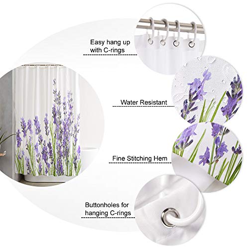 Waterproof Shower Curtain Stained Glass Meadow Flower Dragonfly Print Polyester Fabric Bath Curtain Home Hotel Apartment Bathroom Shower Curtain Long 72x78IN