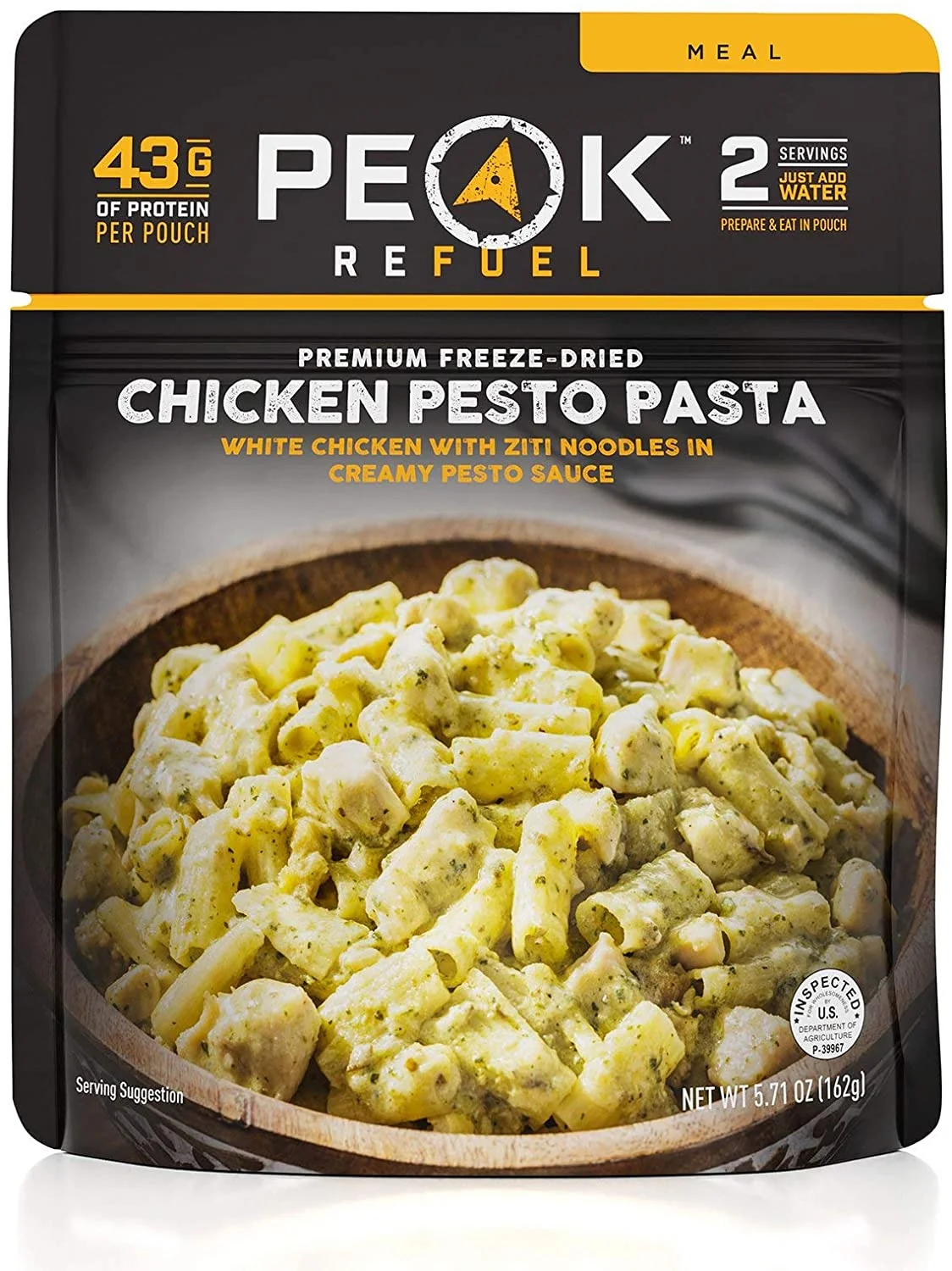 Peak Refuel Chicken Pesto Pasta | Freeze Dried Backpacking and Camping Food | Amazing Taste | High Protein | Real Meat | Quick Prep (2 Serving Pouch)