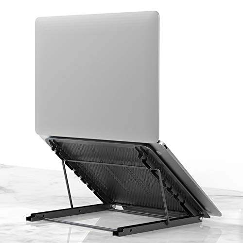 Laptop Stand for Desk, Foldable Portable Ventilated Desktop Laptop Holder, Universal Lightweight Adjustable Ergonomic Tray Cooling (Black)