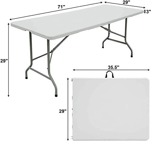 Amazing for less 6ft Folding Table White Plastic Folding Table Portable Long Foldable Tables Indoor Outdoor Picnic Camping Fold Table 6 Foot Party Table (4ft, 6ft, 8ft)