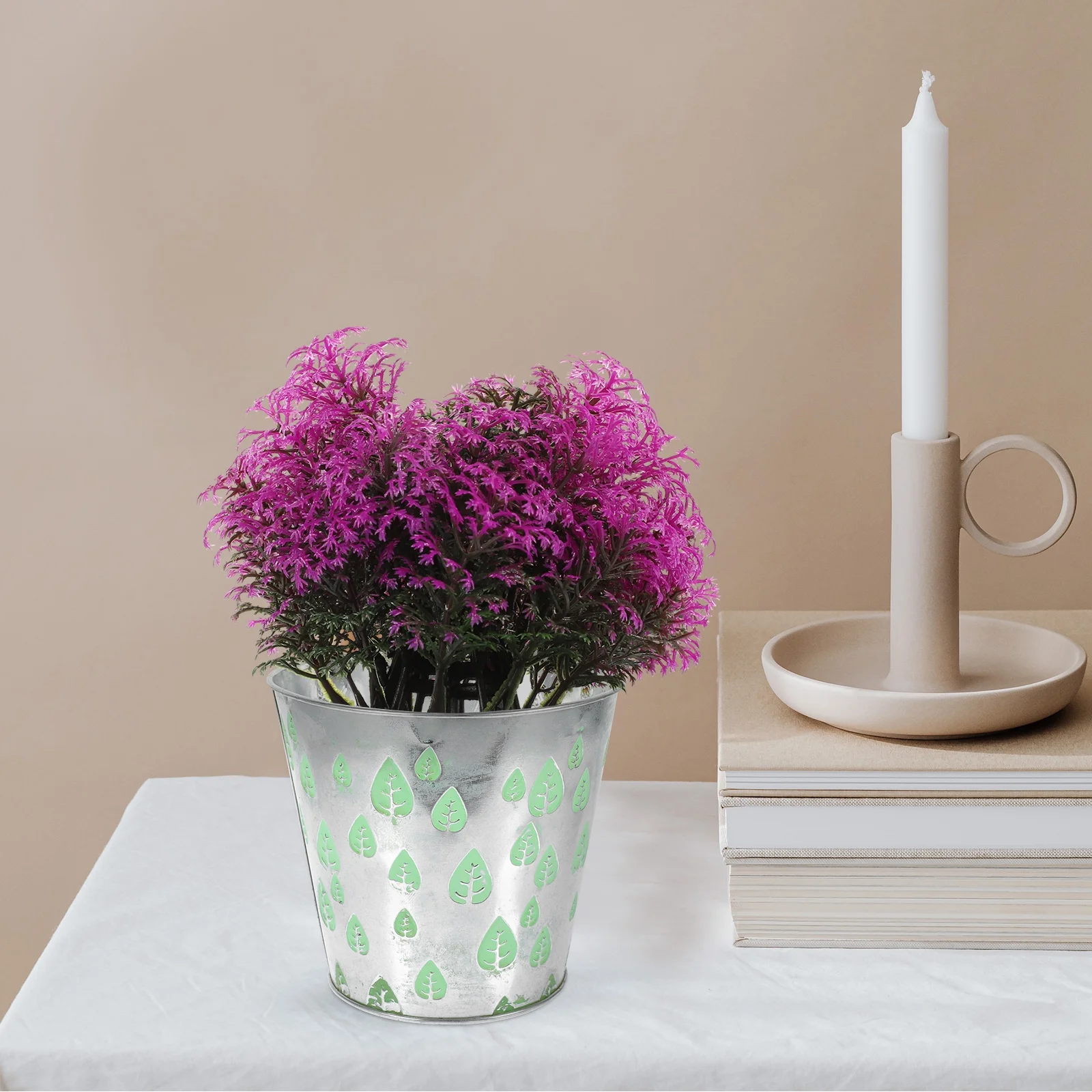 Flower Preservation Container Pot Tall Plant Stand Light Green