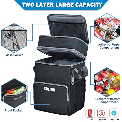 72-Can Large Rolling Cooler, Leakproof Insulated Soft Cooler Bag with Wheels and Handle Collapsible for Beach Camping Patio Travel Outdoor