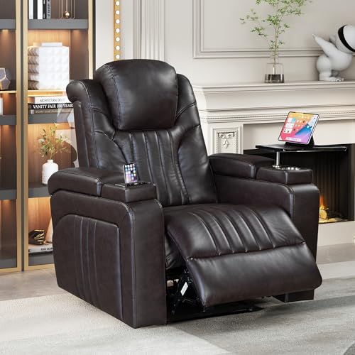 FANYE 360 Degree Swivel Upholstered Armchair,Modern Living Room Manual Reclining Glider Rocker Chair with 2 Pillow-Top Armrests for Home, 33.1