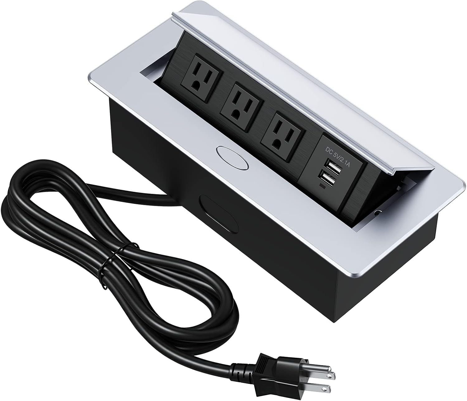 KYHSHJ Connection Box Desktop Pop Up Outlet with 2 USB Ports & 3 Outlets (Silver) Pack of 2