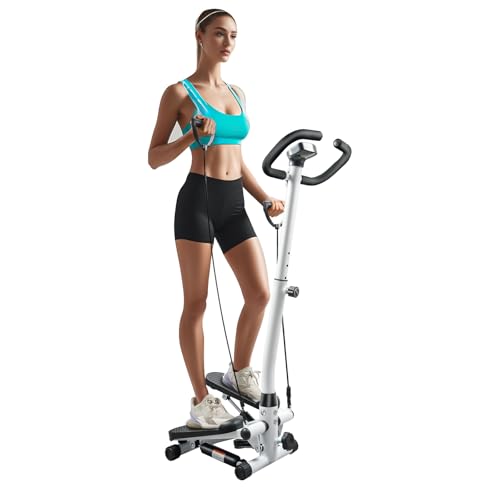 Stepper Machine with Resistance Bands, 300LBS MAX Weight Capacity, Twist Stepper for Full Body Workout, Adjustable Height for Men Women